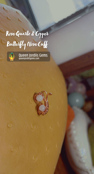 Rose Quartz & Copper Butterfly Nose Cuff