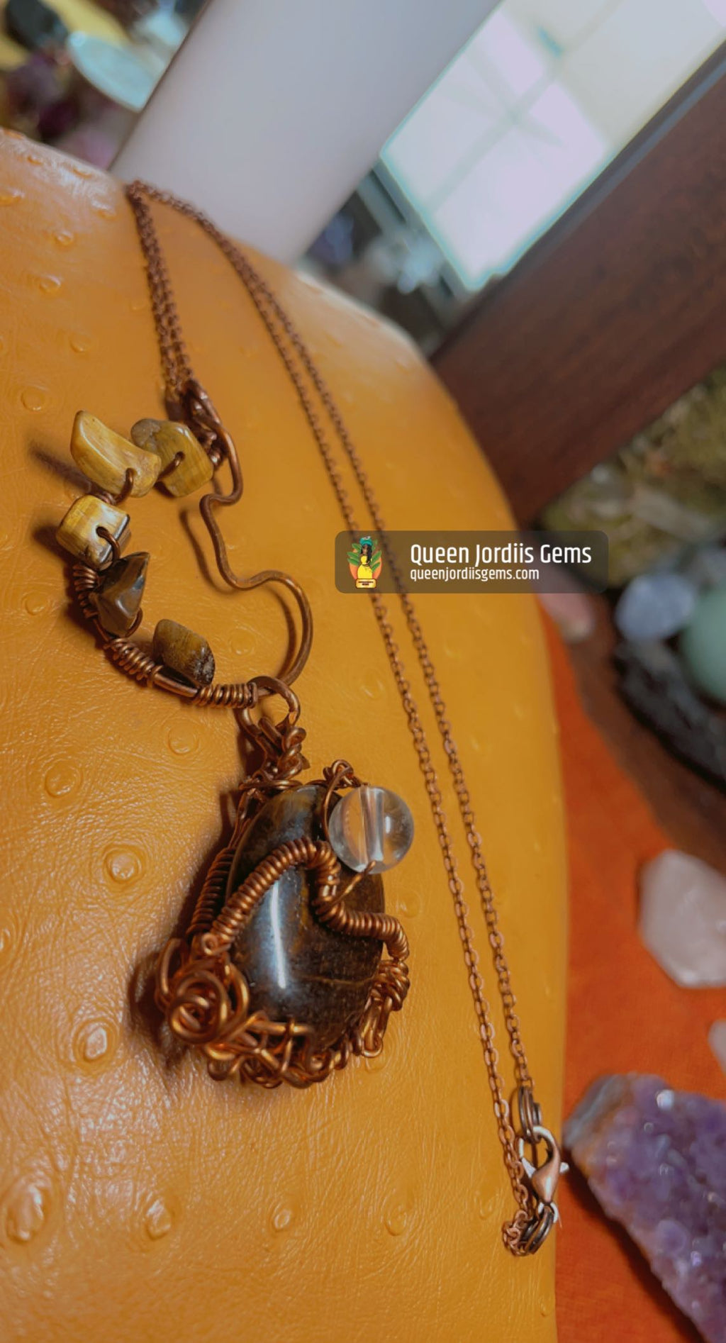 Tiger’s Eye, Clear Quartz & Copper Necklace