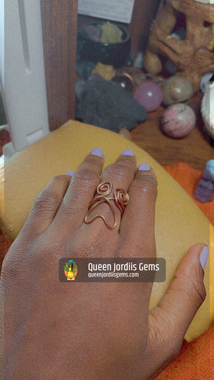 Copper Heart & Spiral Ring