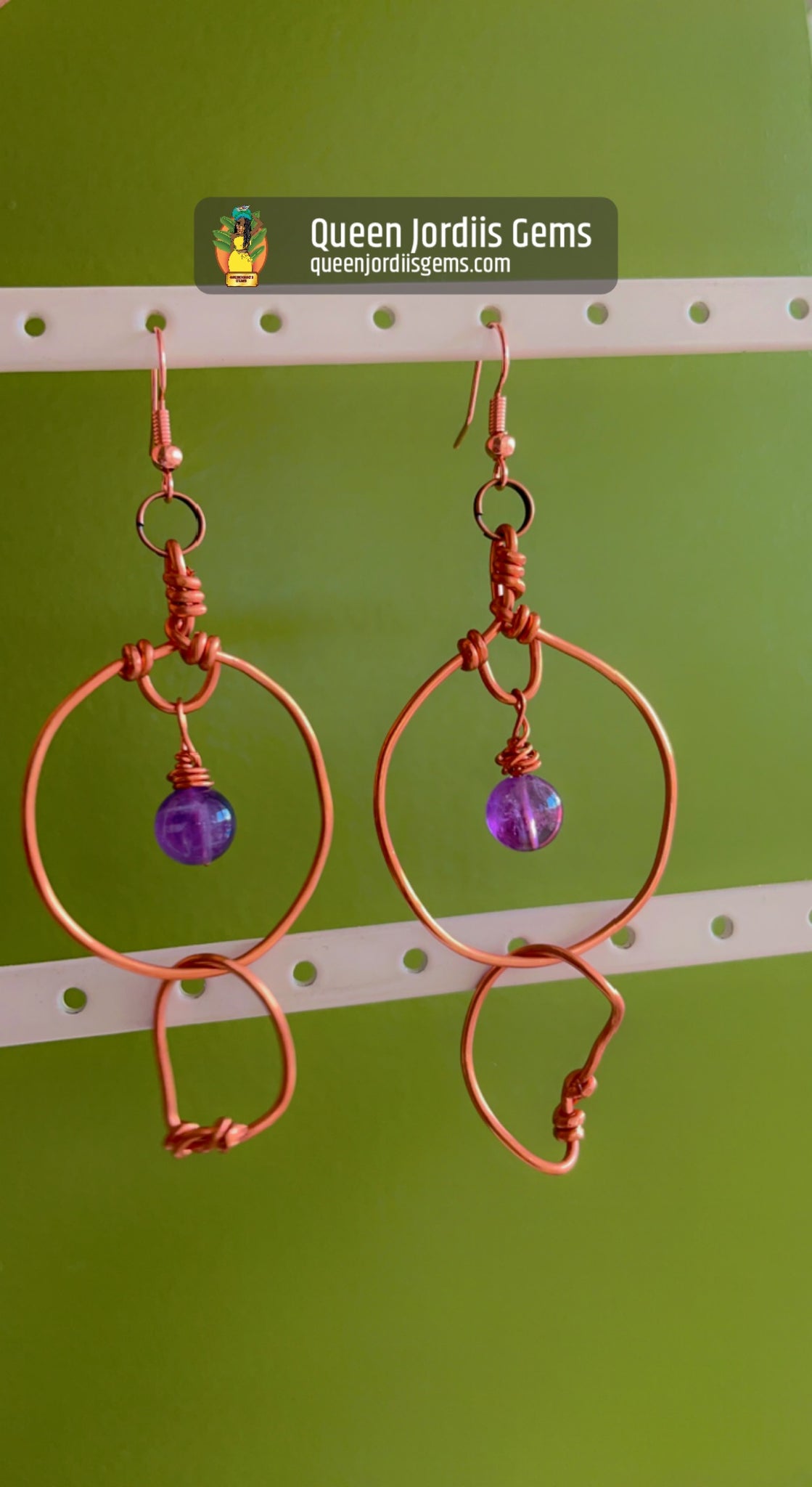 Amethyst & Copper Double Hoop Earrings