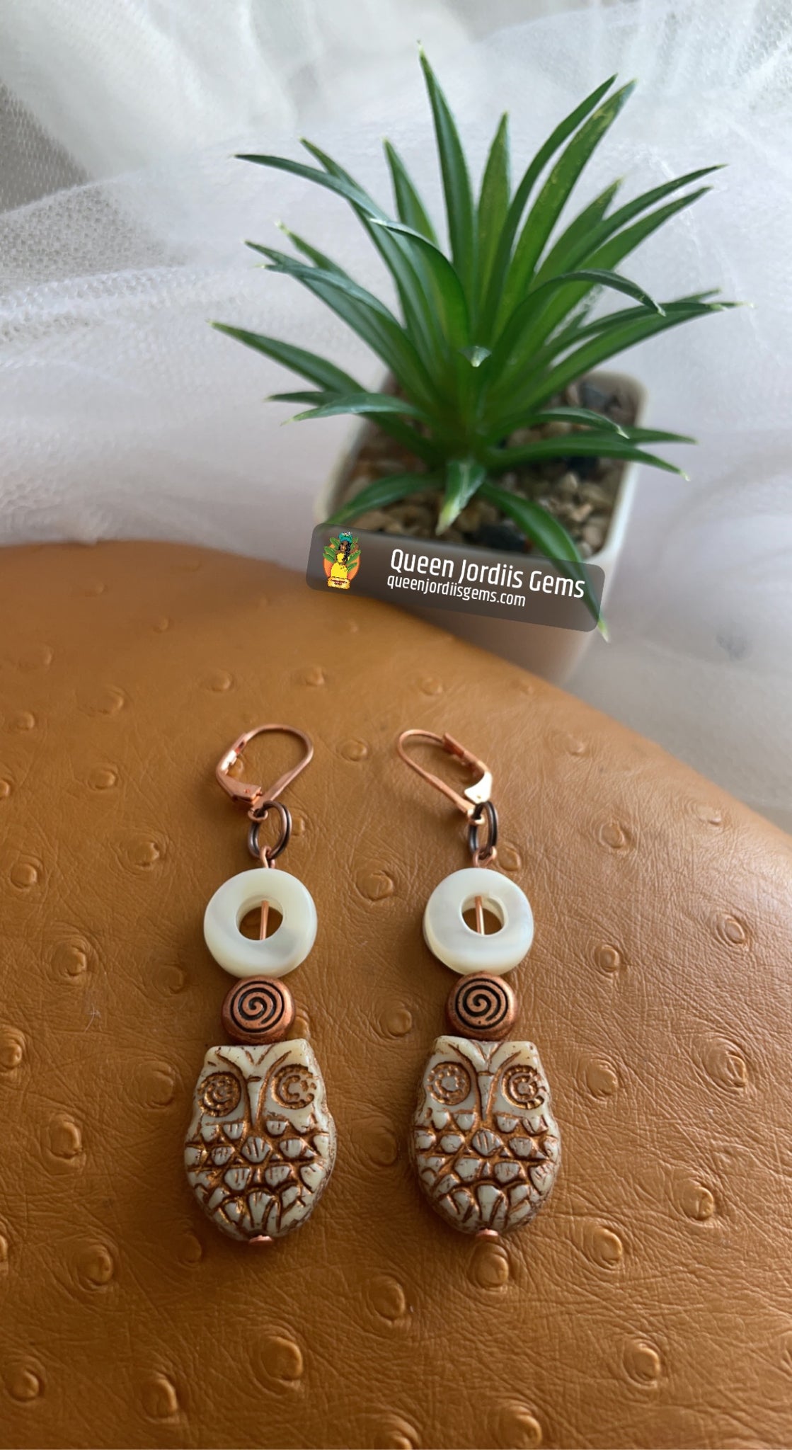 Mother of Pearl Owl Earrings