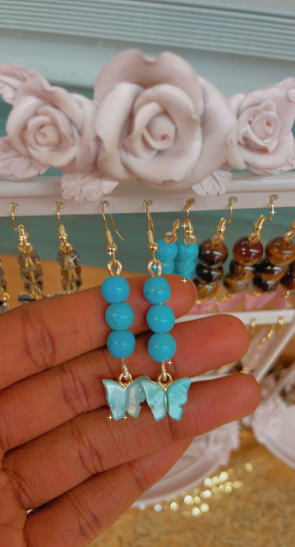 Turquoise Howlite Butterfly Earrings