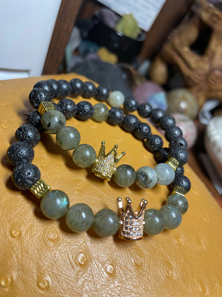 Labradorite & Lava Rock King’s Bracelet