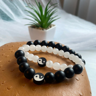 Black Onyx & Jade || Couples Yin Yang Bracelets (set of two bracelets)