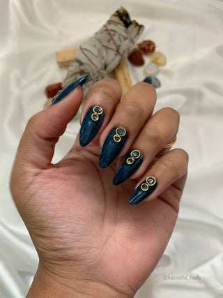 Blue Tourmaline Luxury Press On Nails
