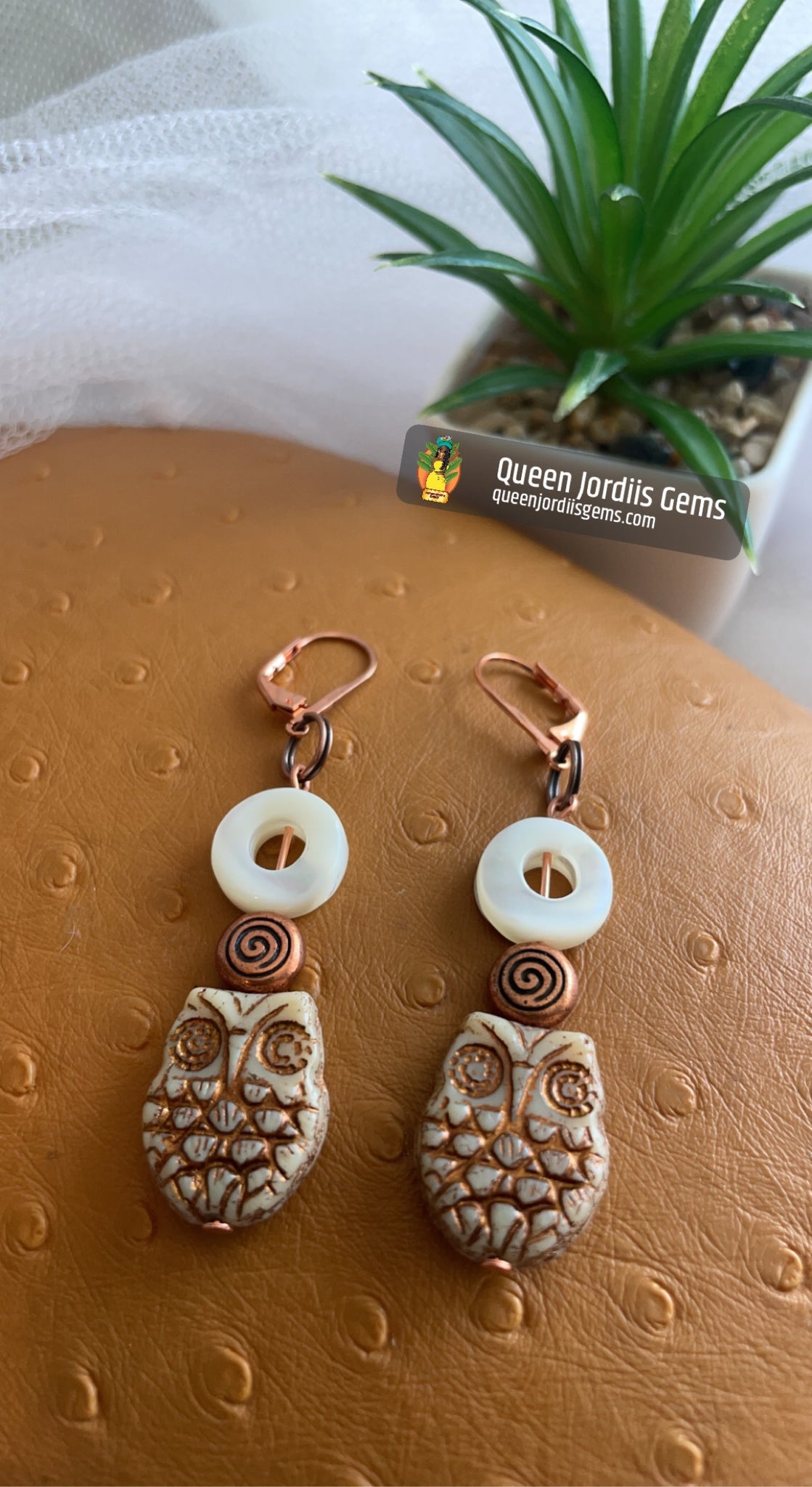 Mother of Pearl Owl Earrings