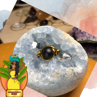 Black Onyx & Antique Copper Ring