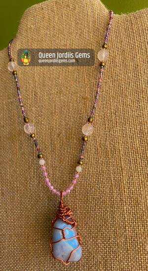 Chalcedony and Rose Quartz 15.5” Choker Necklace
